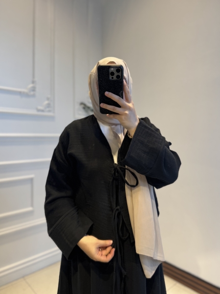 Müslin Etekli Takım Siyah