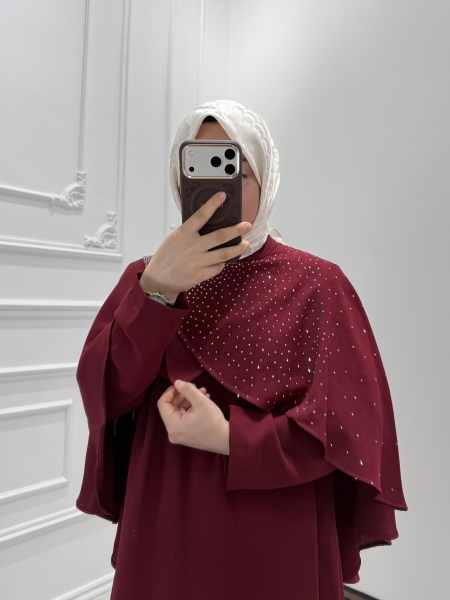 Seyra Taşlı Elbise Kırmızı